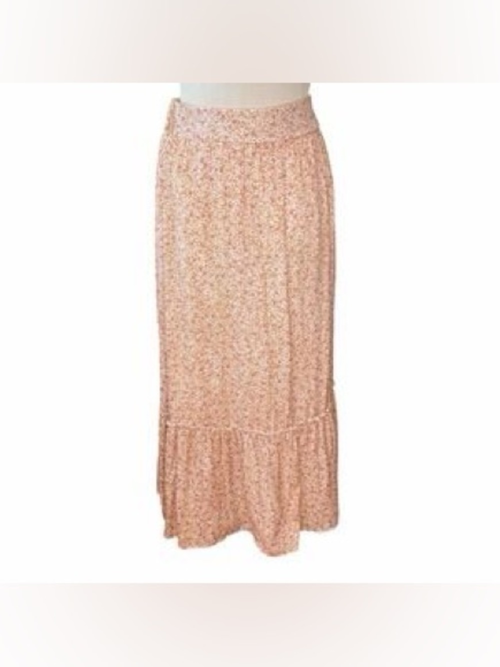 Wonderly Peach Floral Tiered Maxi Skirt